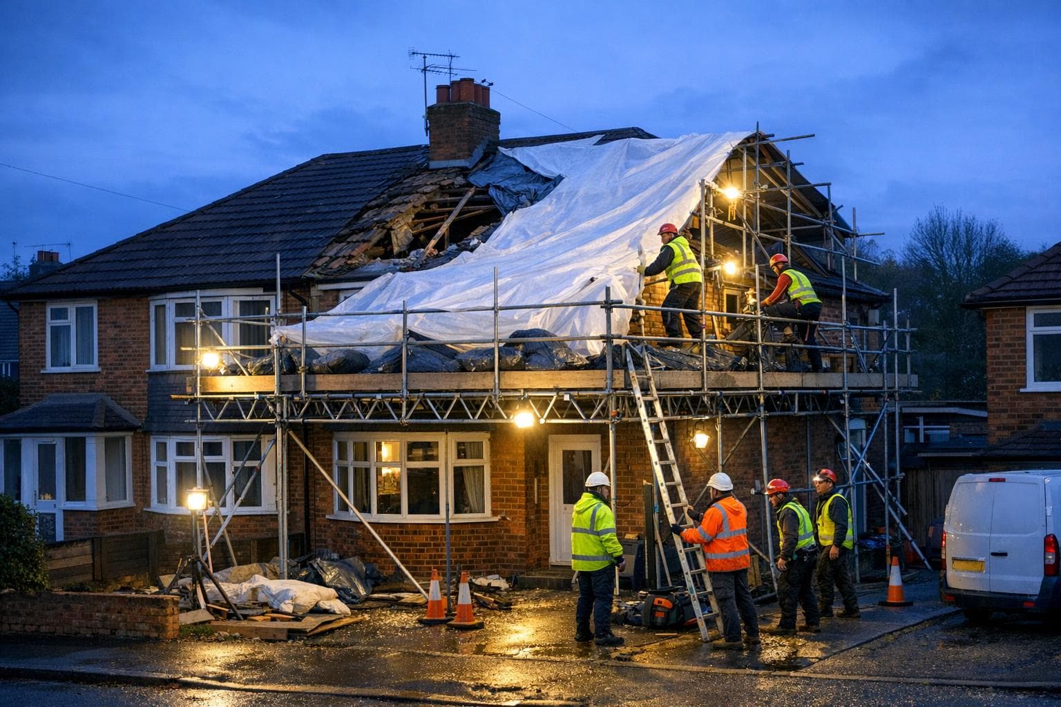 Emergency scaffold after storm damage in Twickenham project image