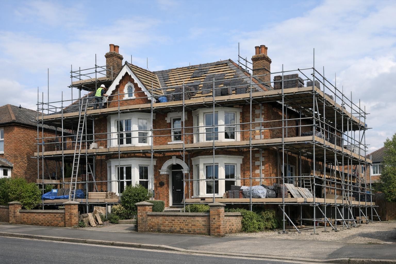 Domestic re-roof scaffold for detached Richmond property